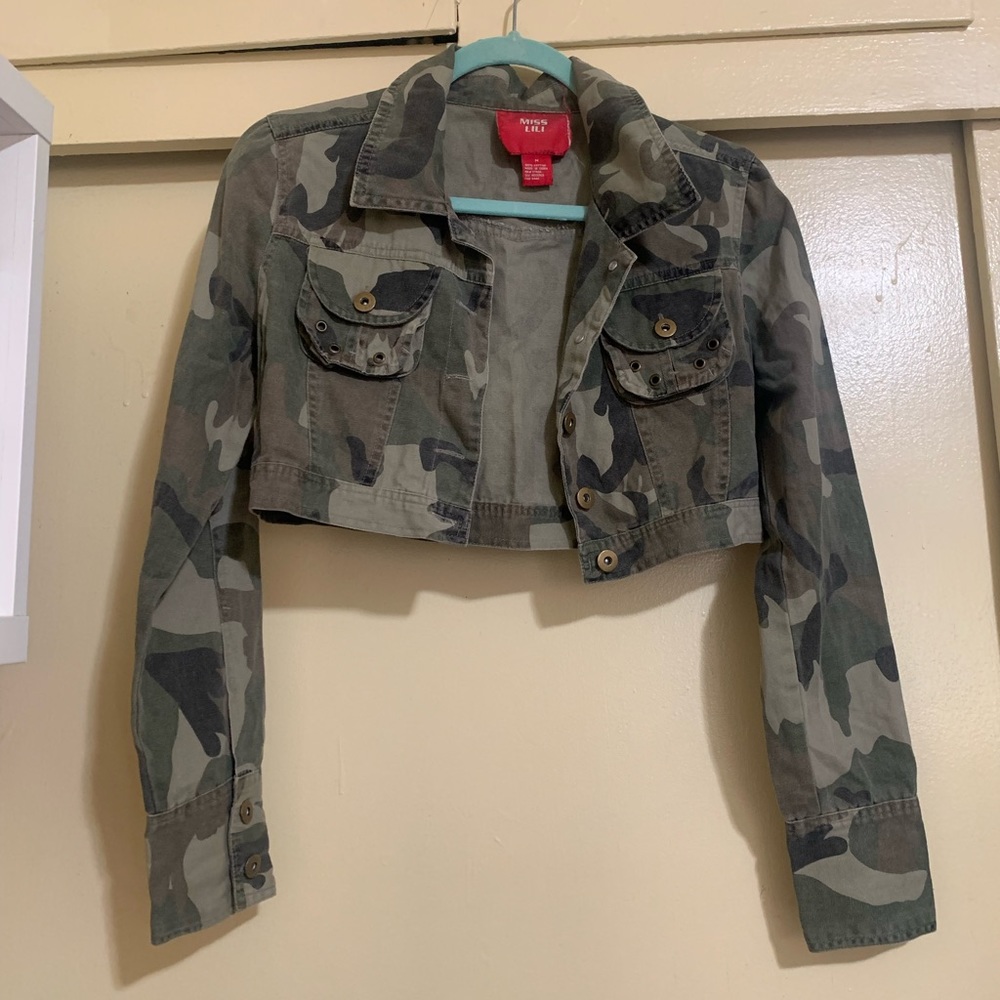 Cropped Army Pattern Jacket